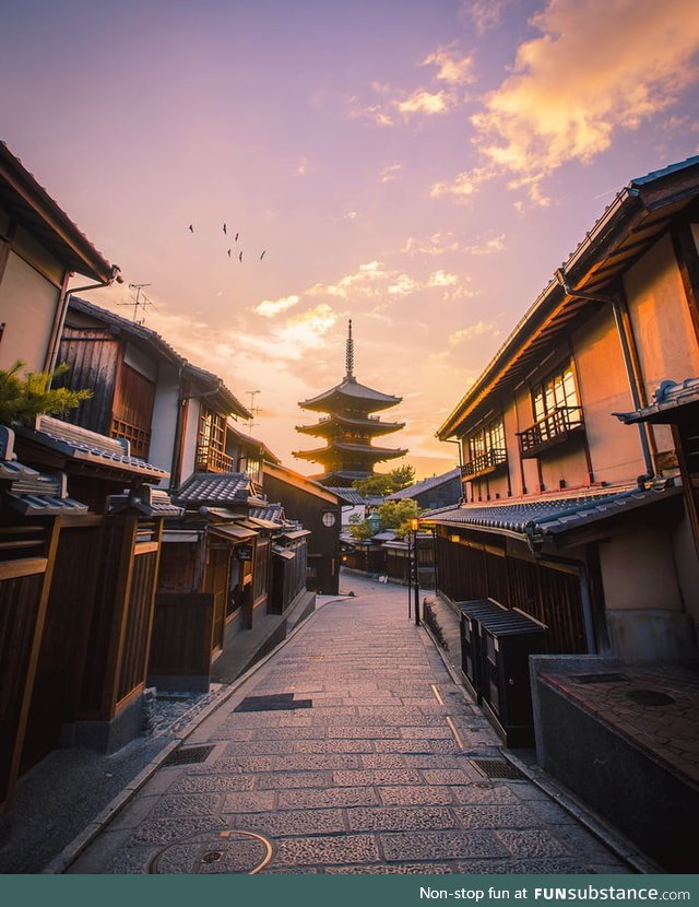 Beautiful sunset of Kyoto, Japan