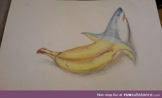 The teacher asked me to draw a banana with an animal... She didn't like it... Do you?