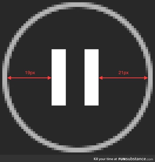 The Spotify pause button is off-centered by one pixel