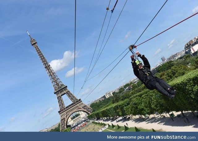 You can currently zipline down the Eiffel Tower