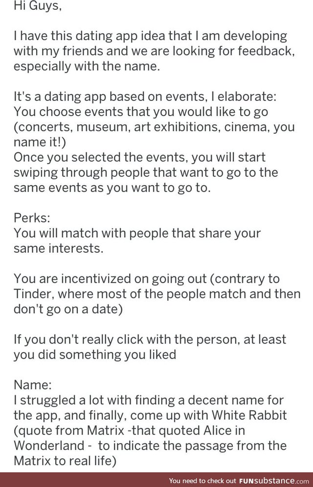 Dating app idea
