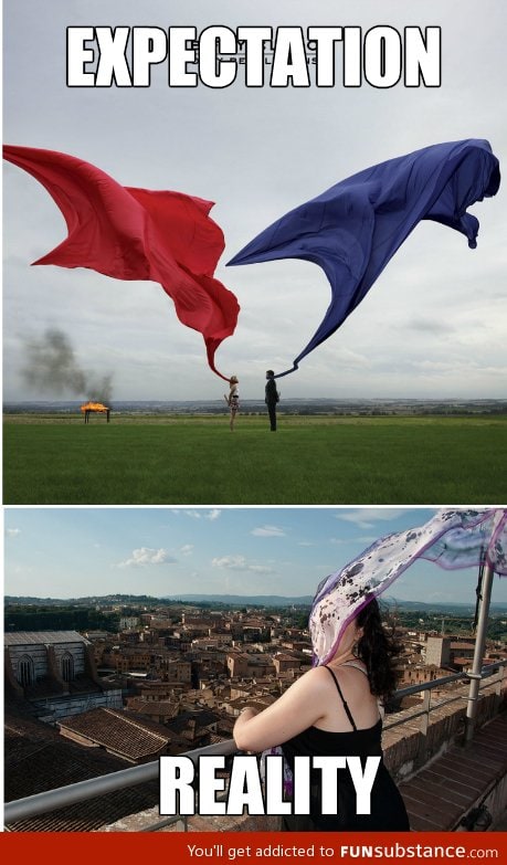 Expectation vs reality - wind and scarves