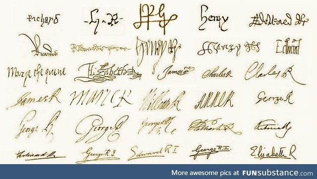 The signature of every British monarch since 1377