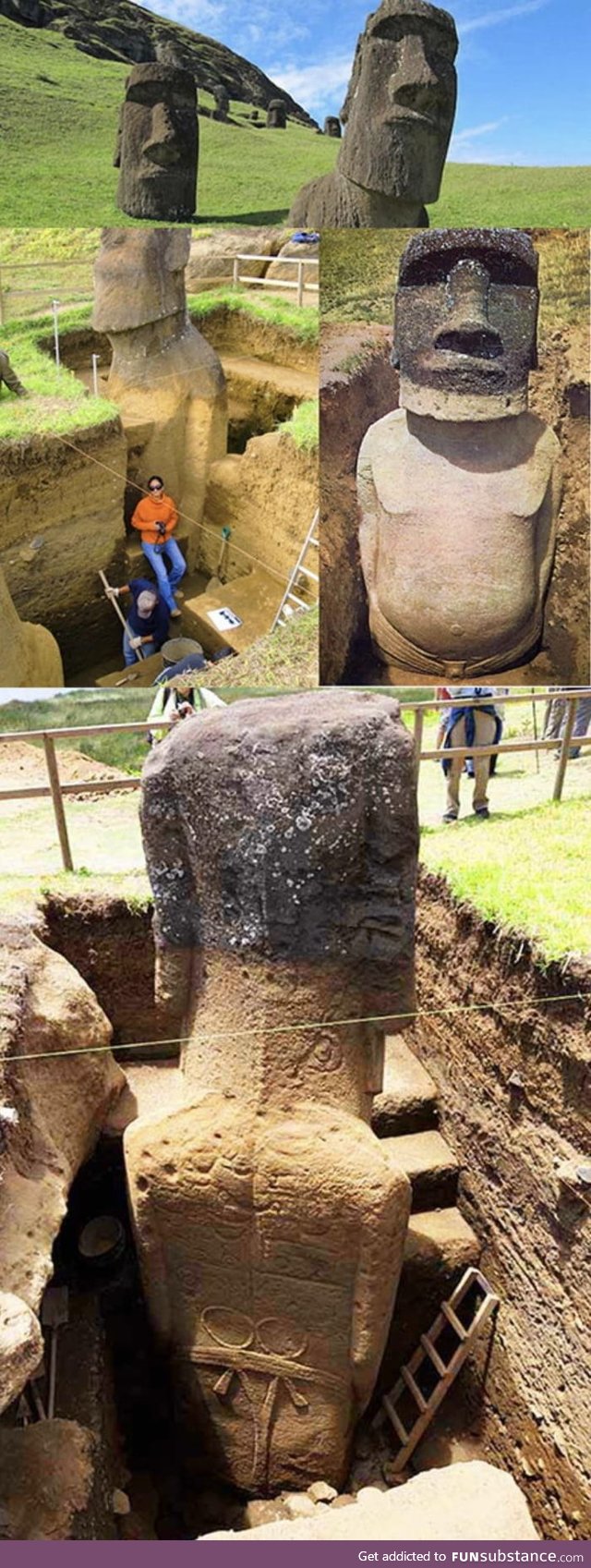The Easter island statues have bodies