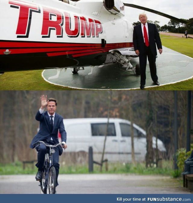The president of America can have a helicopter but our president from the Netherlands