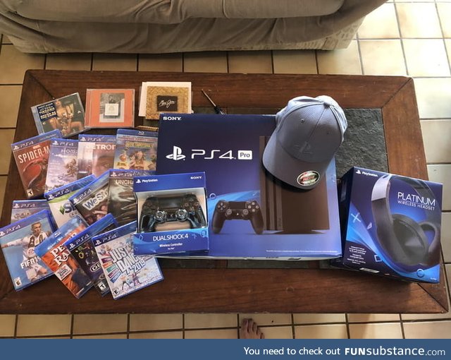Got hit with a golf ball, guy that hit me works for Sony. He sent me this care package