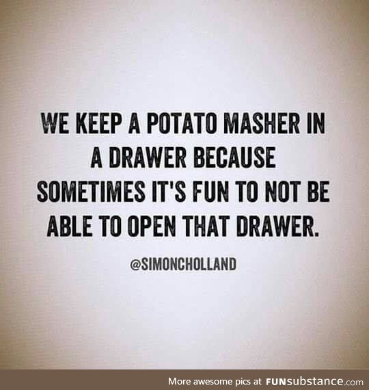 Potato masher in a drawer