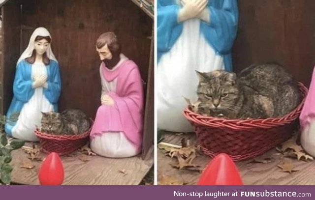 Baby Jesus seems to be a bit grumpy