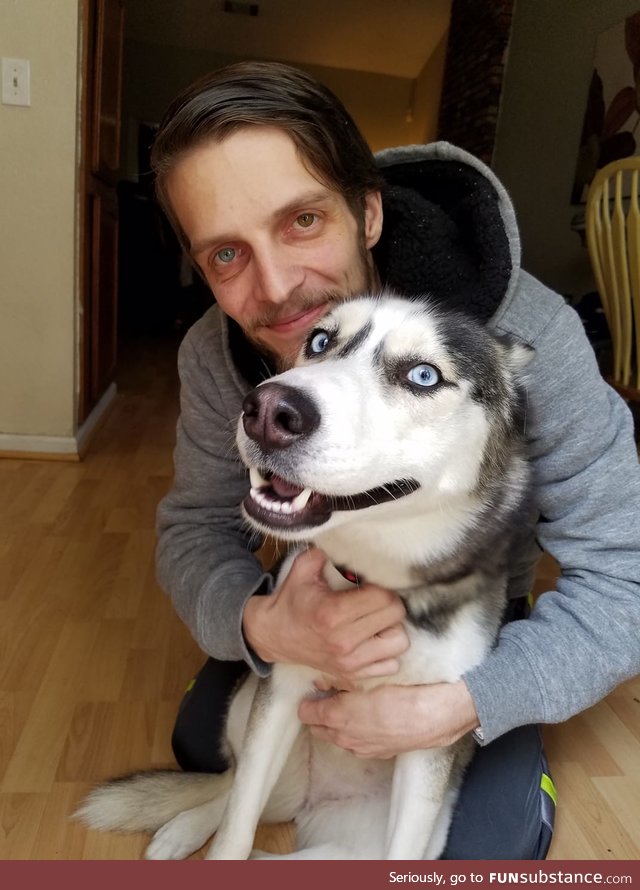 No boobs, but I have a really cute dog and I actually have heterochromia