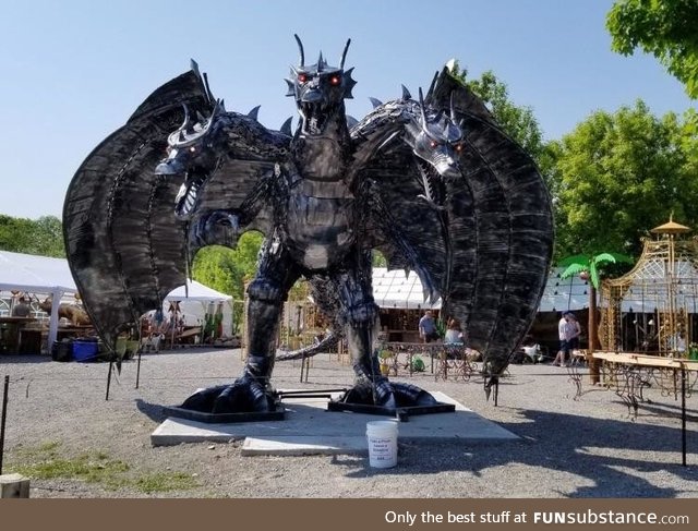 This dragon made from scrap metal