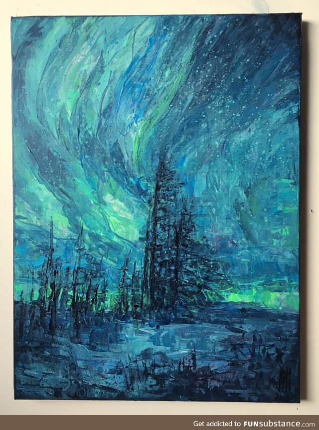 Painting I did of the northern lights