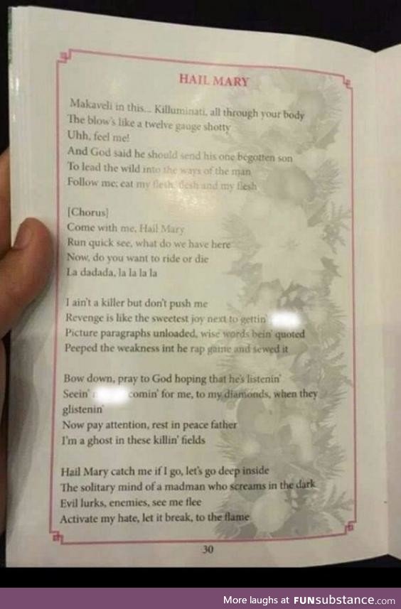 Church accidentally prints out Hail Mary by Tupac instead of the carol. Worst but...