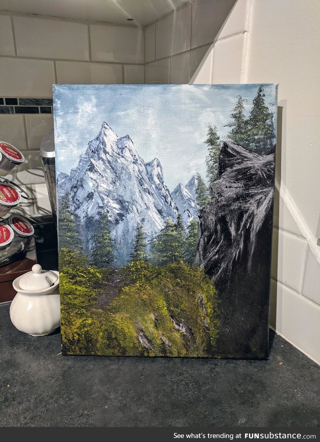 Third painting, I tried mountains!