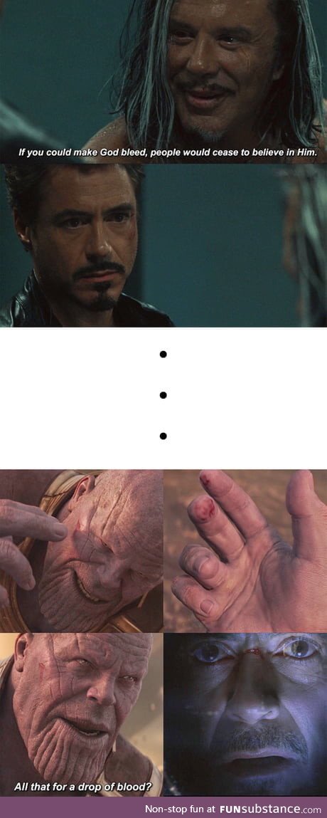 Maybe that's why strange was stalling Thanos, so Tony could smack him good