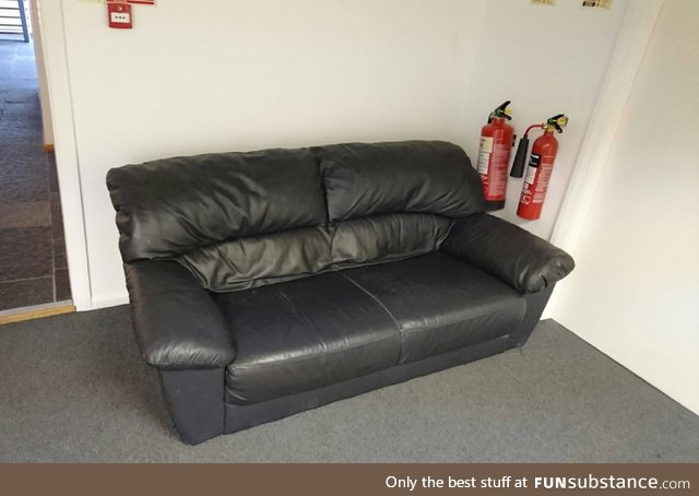 This couch just appeared at work. I think my company might be changing focus