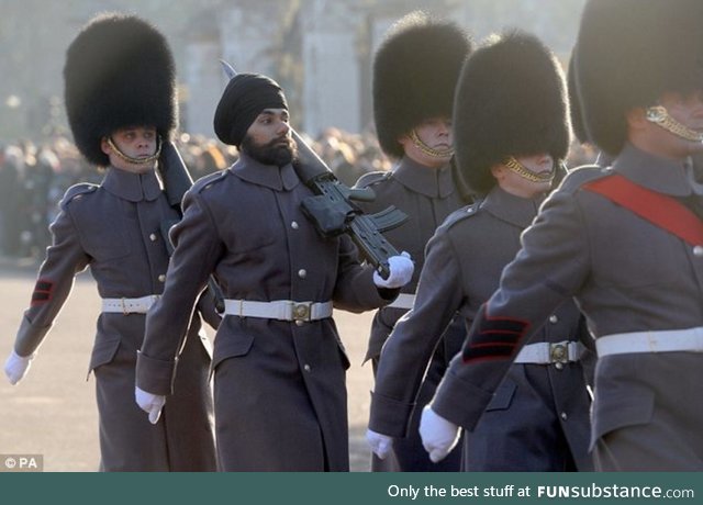 Sikh soldier guarding the Queen