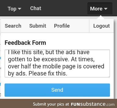 Please consider submitting feedback about the excessive ads