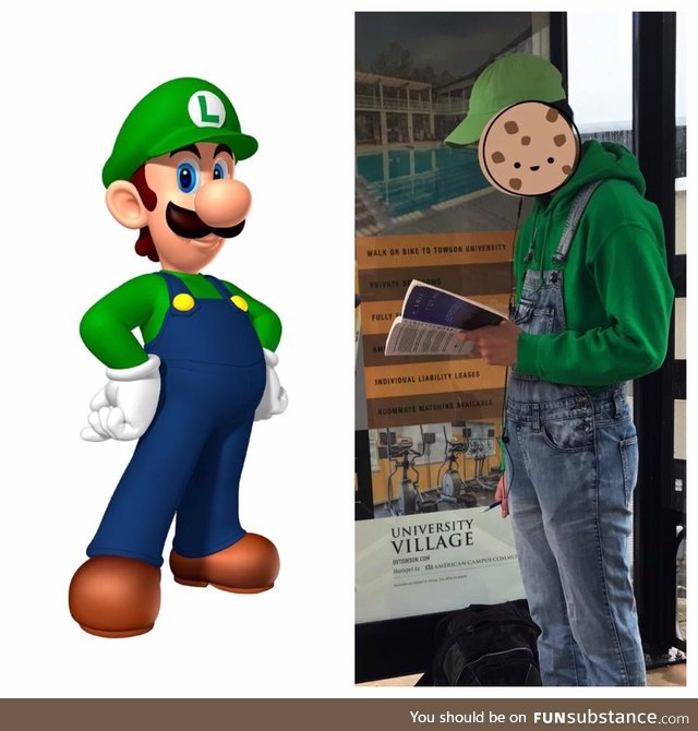 Spotted Luigi on campus in other news happy mario day!