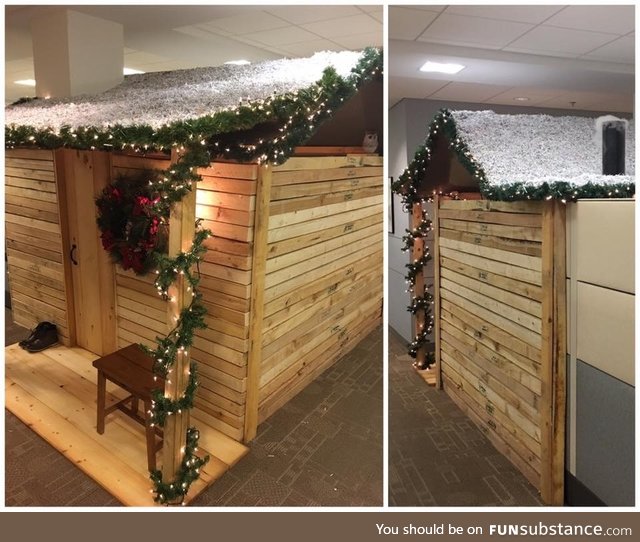 A guy at out office won the cubicle decorating contest this holiday season (first time a