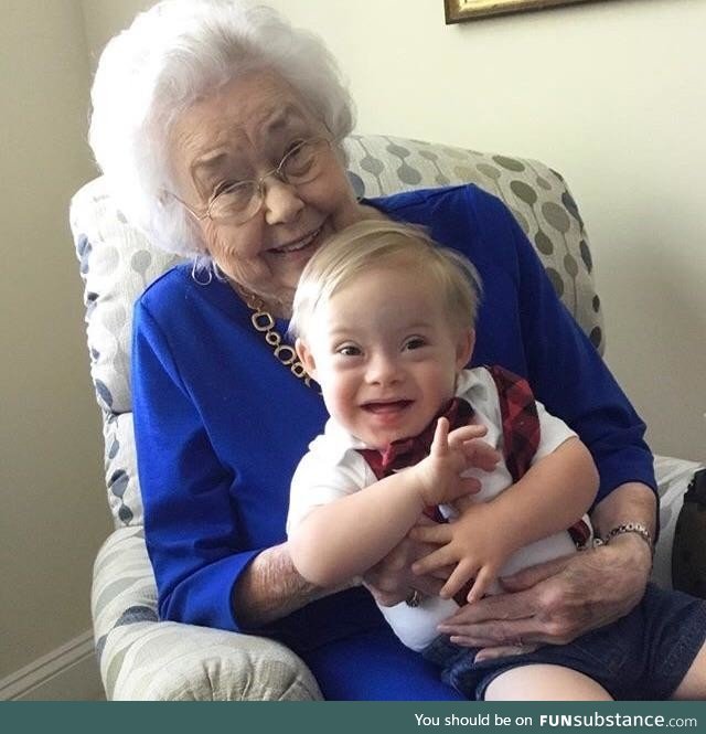 The original Gerber Baby, 91, poses with the current Gerber Baby