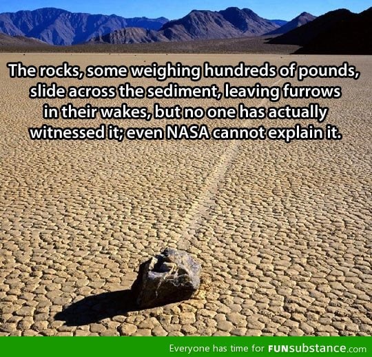 Mysterious sliding rocks in death valley