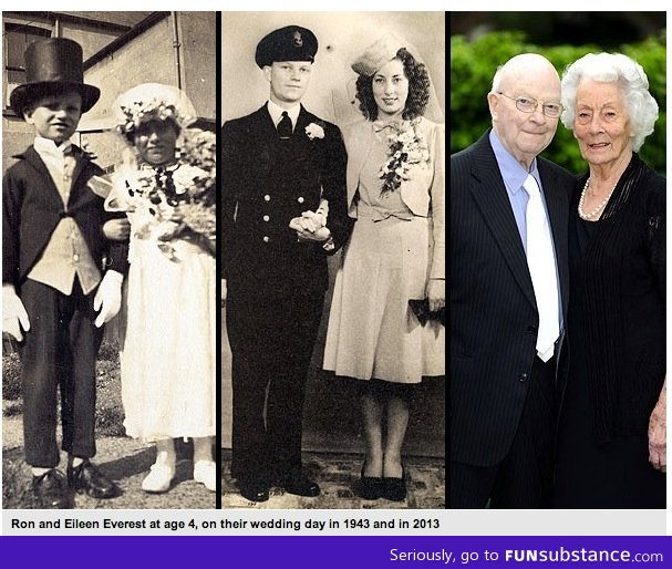 Couple who posed as bride & groom at age 4 still going strong at 91