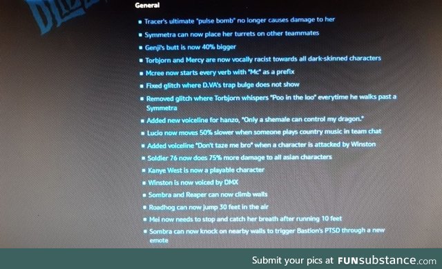 Overwatch new update, read more than the first line