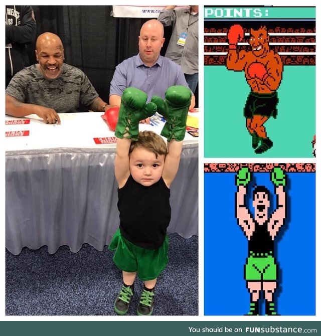 Lil Mac from punch-out met mike Tyson today! How adorable!