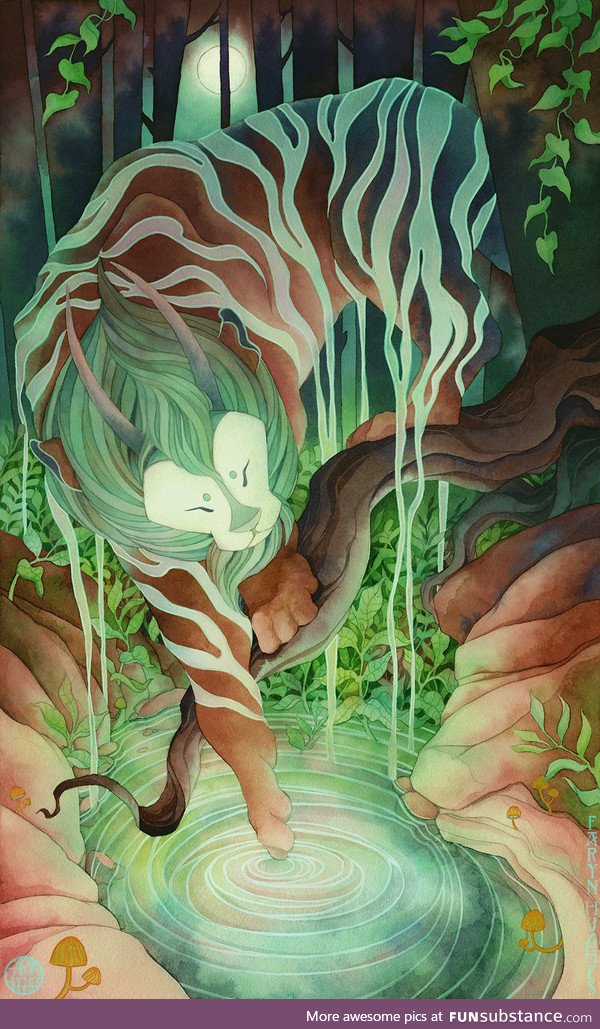 The River Spirit ~ My watercolor + ink painting