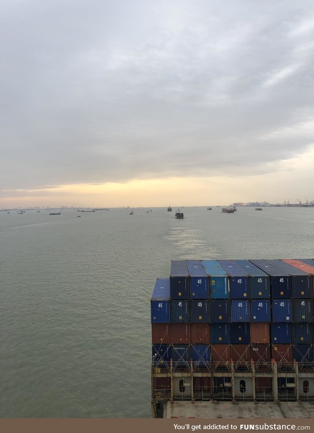 Morning rush hour on the Shanghai River