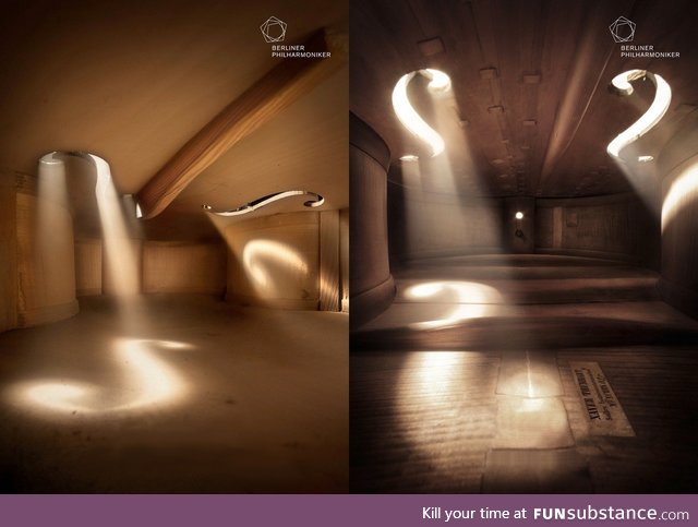 The inside of a violin