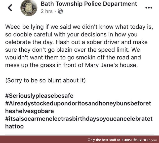 4/20 message from the local police