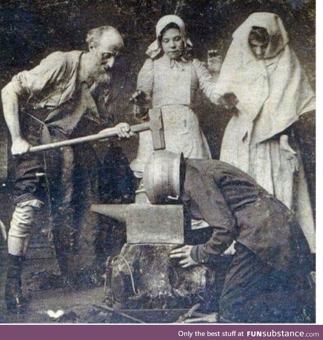 Treating a headache circa 1895