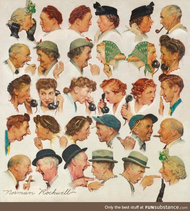 "Chain of Gossip" by Norman Rockwell