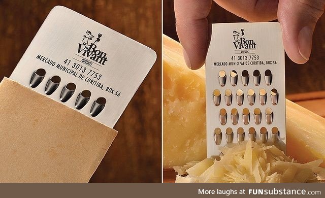 This cheese store sure does hand out grate business cards