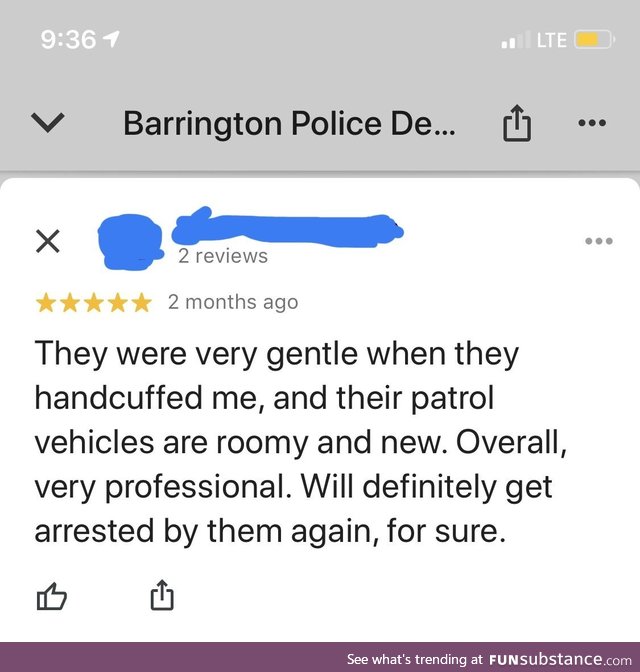 Most upbeat police department Google review ever