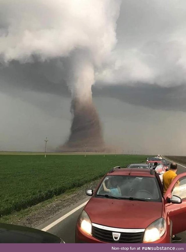 Some huge tornado shit in Romania, this is really unusual in Europe