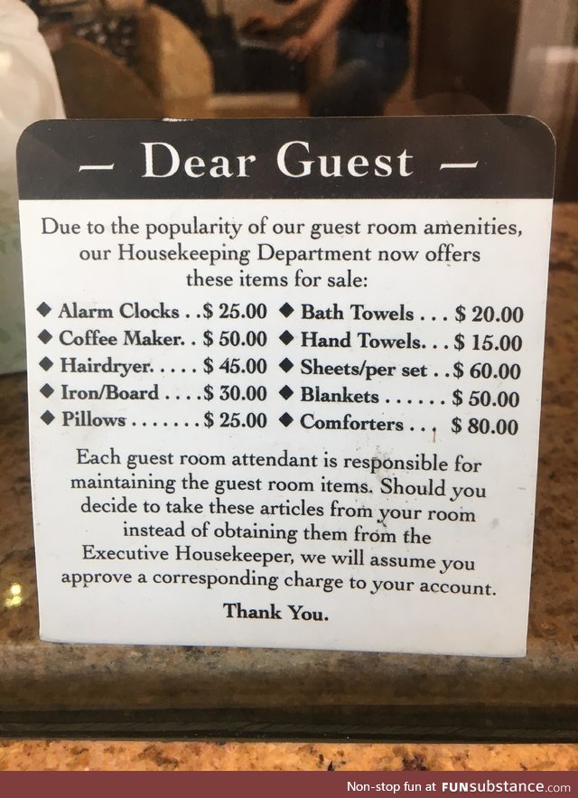 This hotel is tired of people stealing their stuff