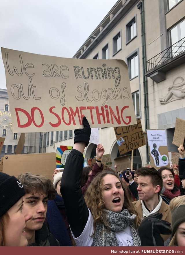 +34,000 high school & college students skipped school today in Belgium to force