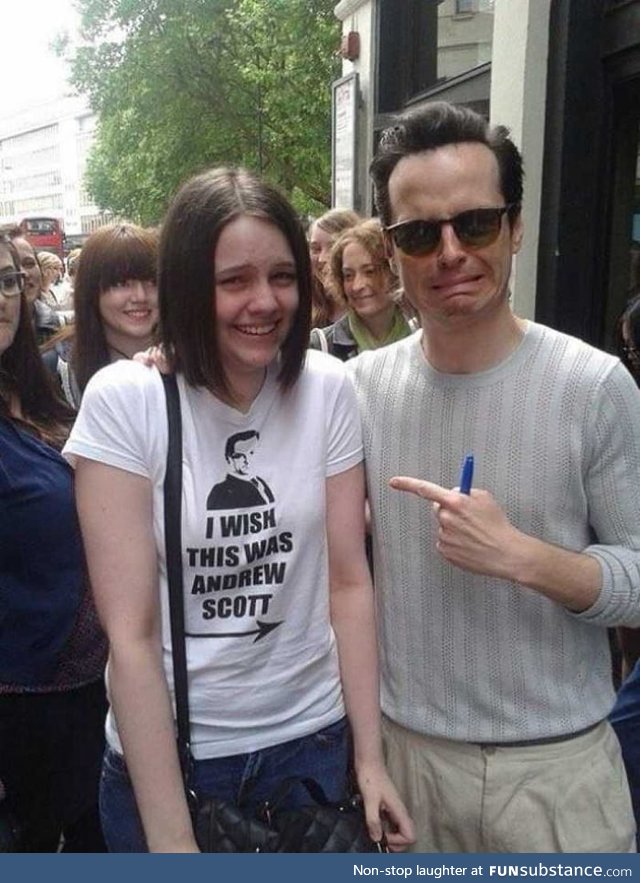 Andrew Scott with a fan