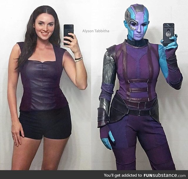 Before and after Nebula cosplay by Alyson Tabbitha