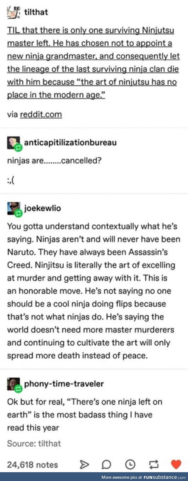 What if he's just saying it so we don't look for the other ninja?