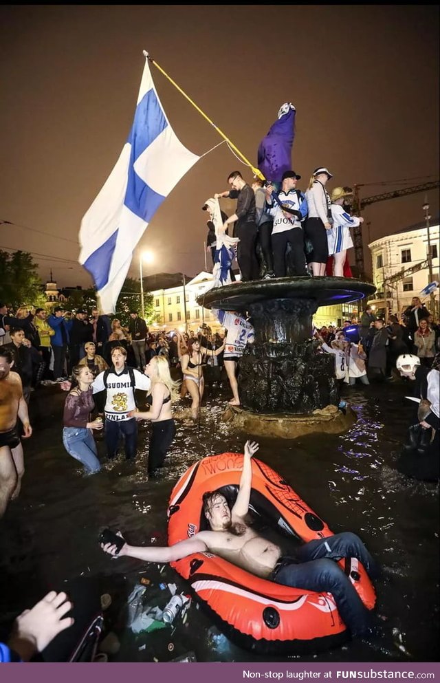 Finland last night after winning the hockey world cup