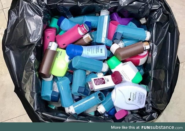 Another batch of used inhalers sent for recycling. There is absolutely no need for these