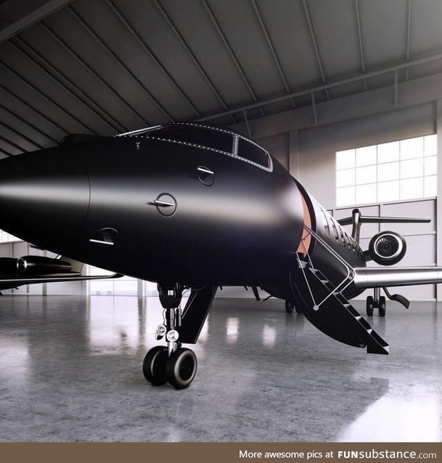 Airplane painted in matte black