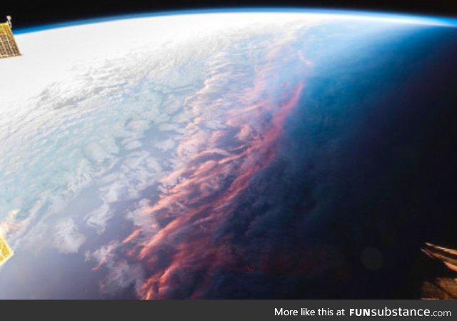 sunset on earth from space