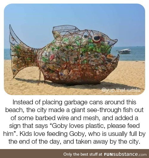 All it took to clean up this beach was a fish sculpture named goby