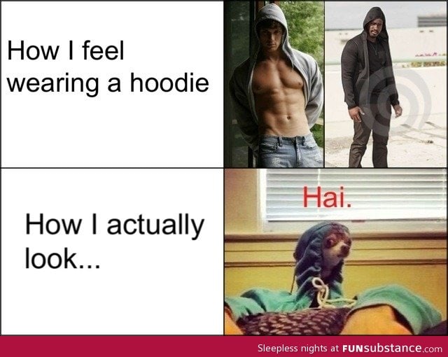 When wearing a hoodie