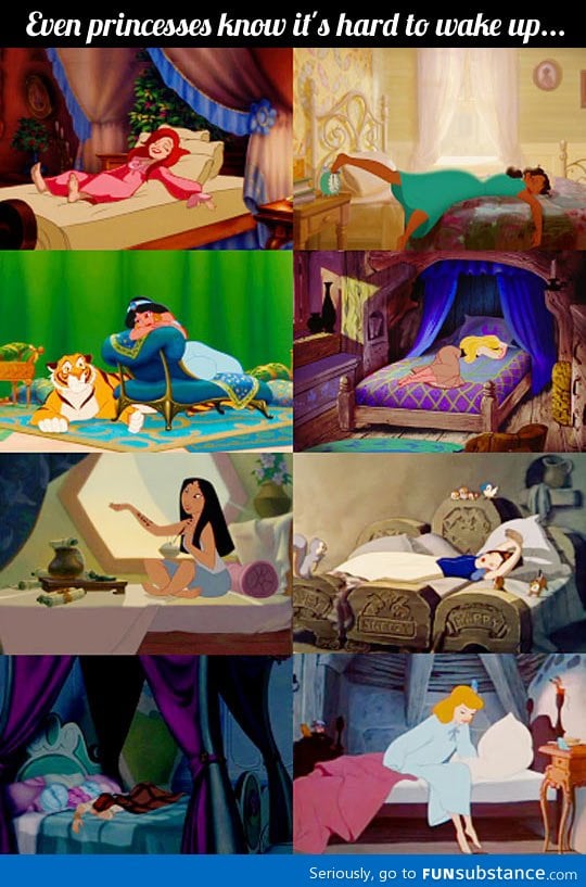 Even princesses know the struggle to wake up