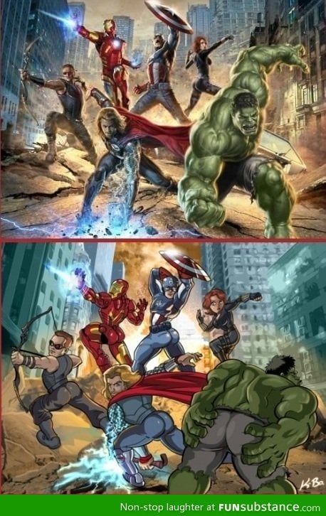 If the male Avengers posed like the female one